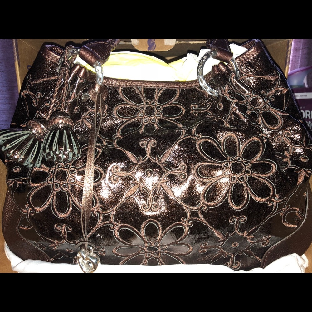 Leather Brighton Bag metallic brown NEW